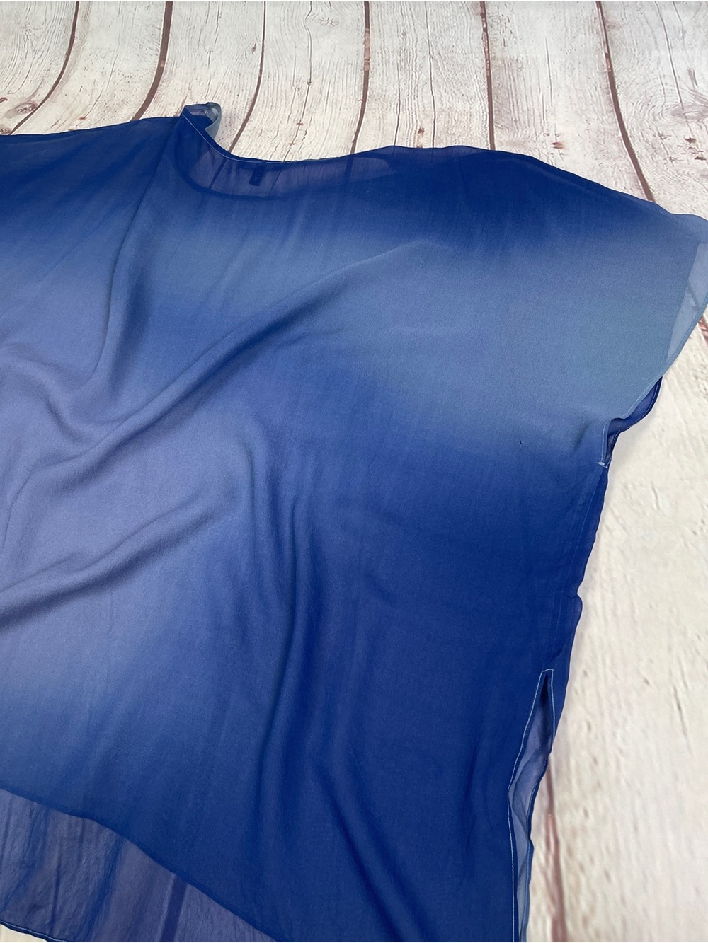 EILEEN FISHER sheer blue ombre lightweight flowy 100% silk tunic top, size XL - Picture 10 of 13